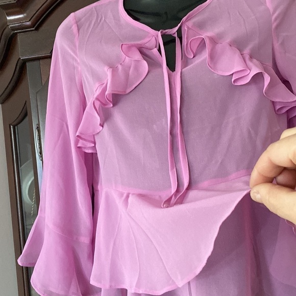 Banana Republic Petite ruffles top in orchid jubilee Sz XXS - Picture 11 of 12